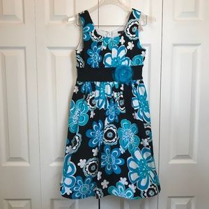 My Michelle Black Turquoise Floral Dress 14 Girls